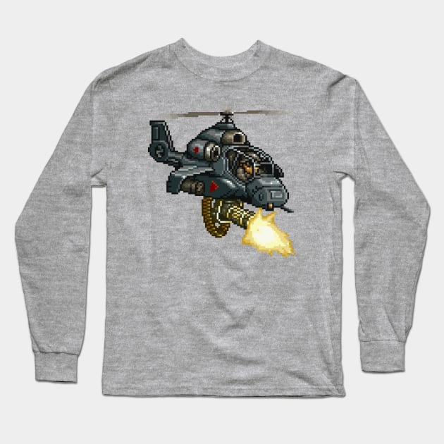 Metal Slug Helicopter Long Sleeve T-Shirt by GraphicGibbon